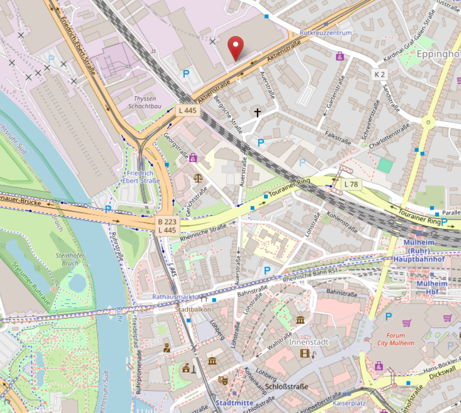 Karte in open maps mit Lager der VHS